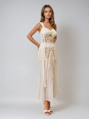 Gryen Lace Pleat Skirt Set
